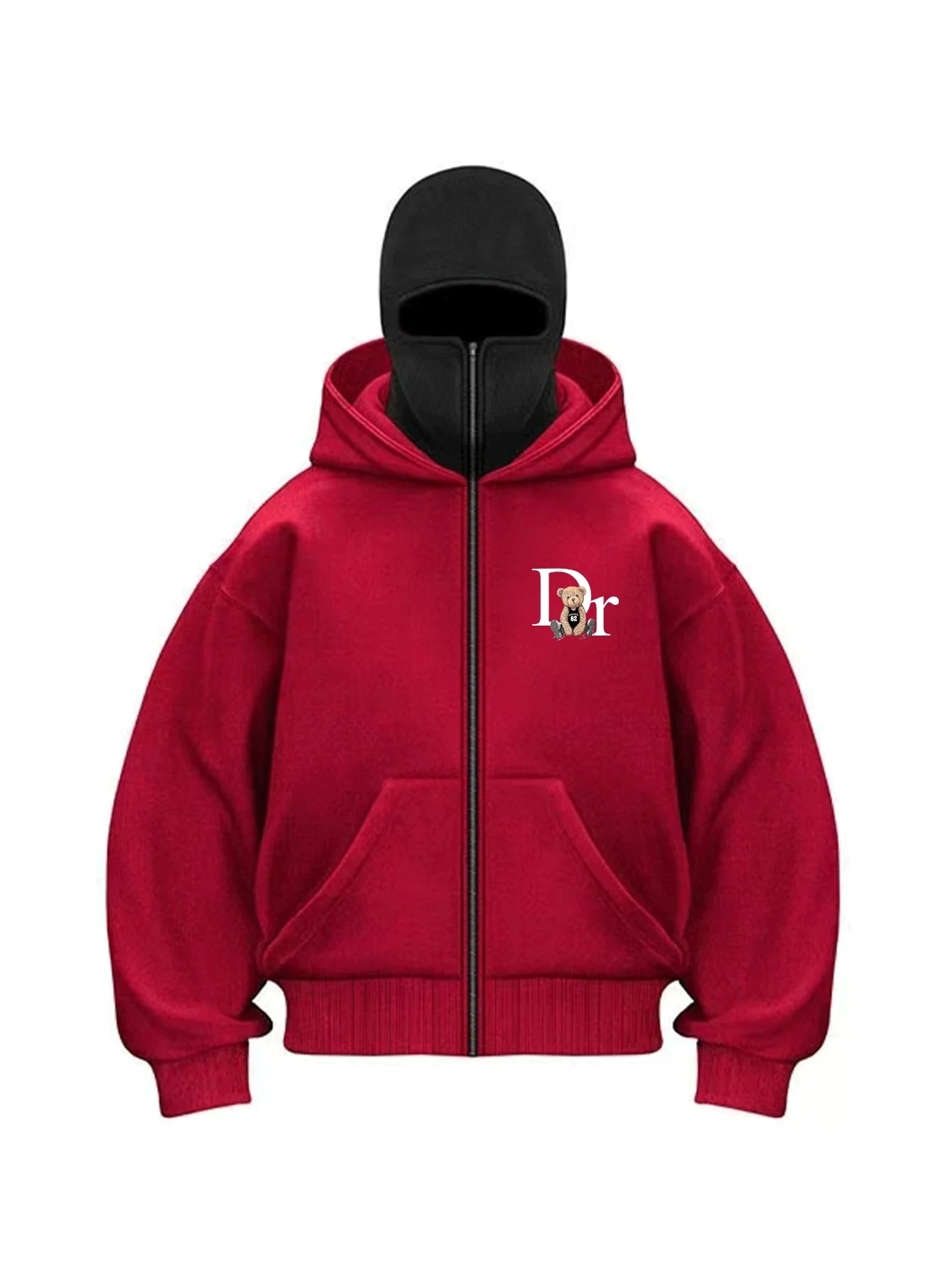ZERRA Yüz Maskeli Fermuarlı Hoodie