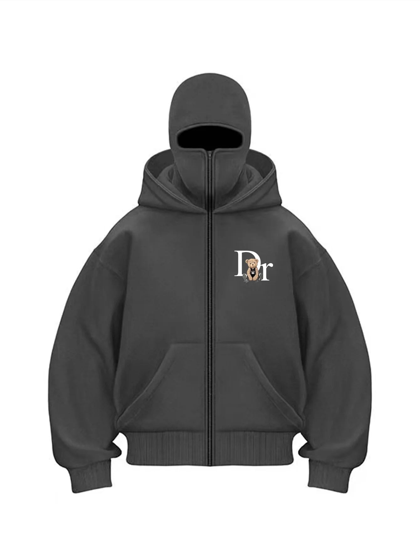 ZERRA Yüz Maskeli Fermuarlı Hoodie