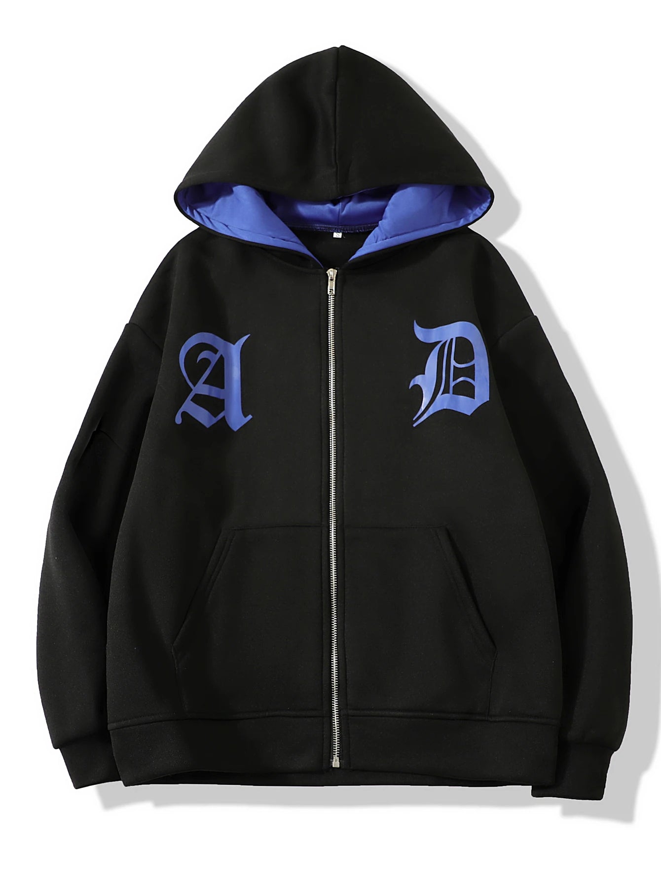 ZERRA Y2K Harf İşlemeli Fermuarlı Hoodie