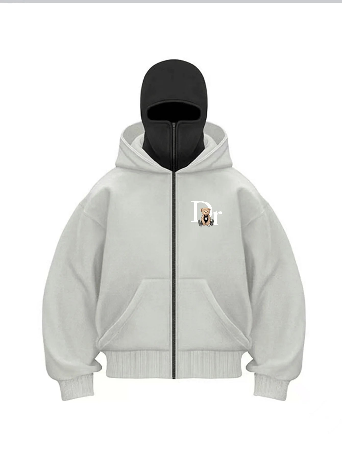 ZERRA Yüz Maskeli Fermuarlı Hoodie