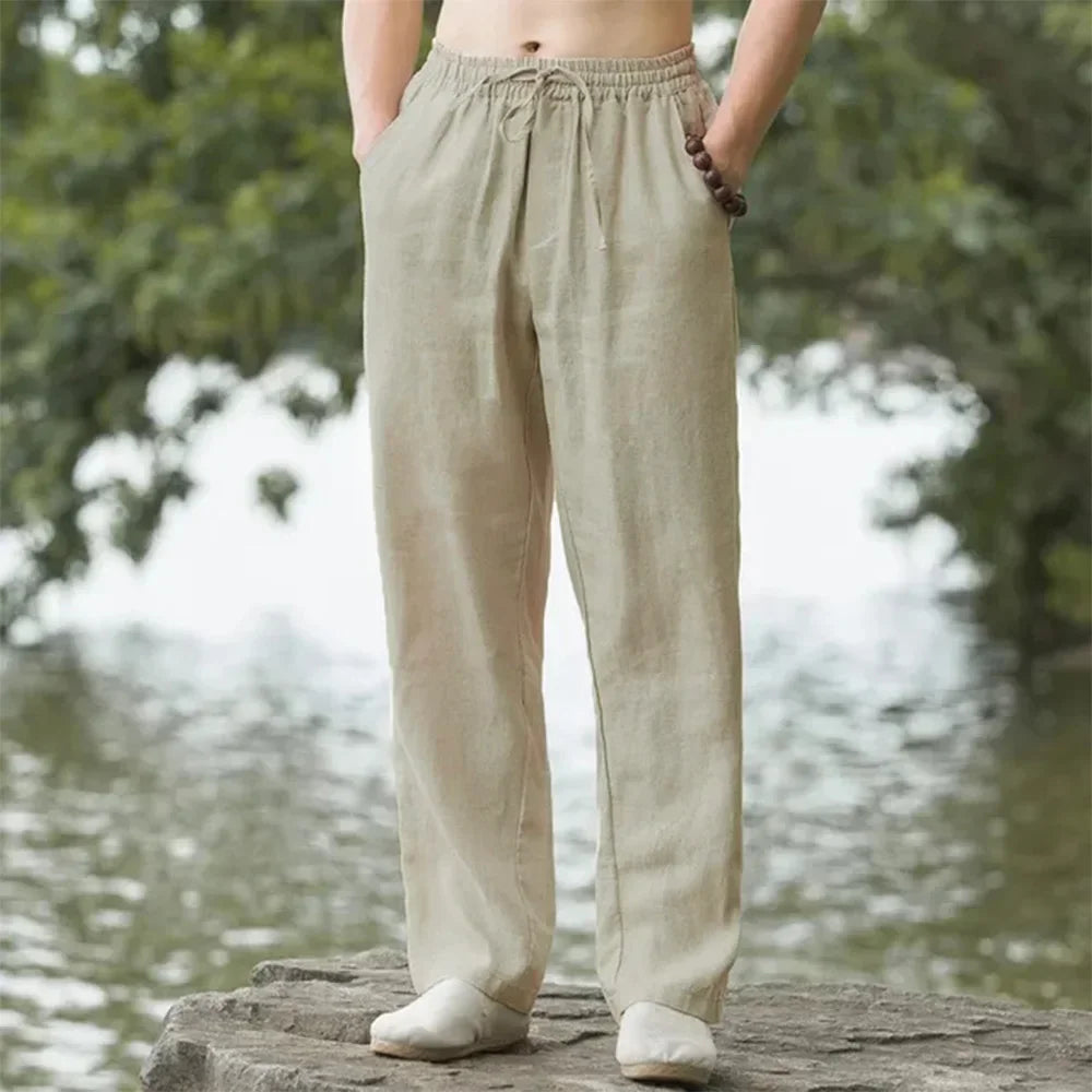 ZERRA Artistik Oversize Keten Pantolon