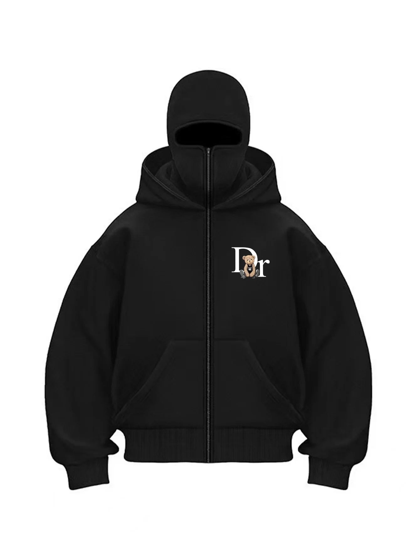 ZERRA Yüz Maskeli Fermuarlı Hoodie