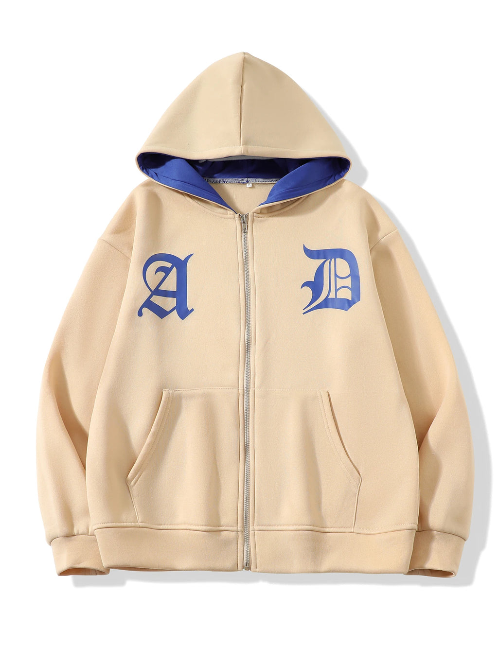 ZERRA Y2K Harf İşlemeli Fermuarlı Hoodie