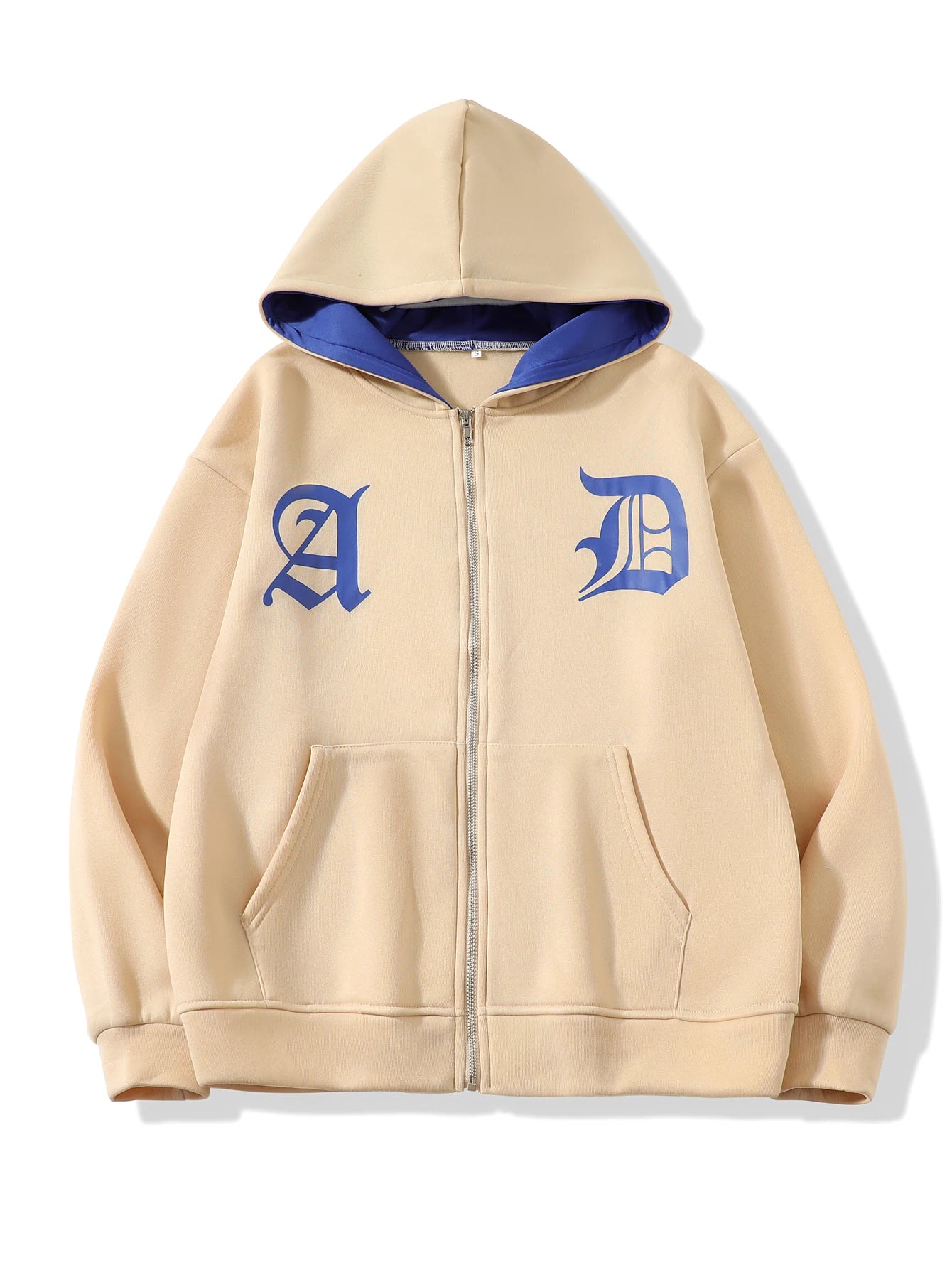 ZERRA Y2K Harf İşlemeli Fermuarlı Hoodie