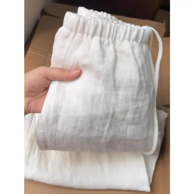 ZERRA Yüksek Bel Keten Bol Paça Pantolon